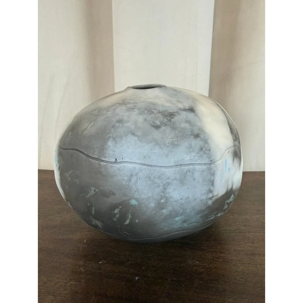 Original Will‎ Johnson Signed Navajo Pottery Vase Gray Blue 7
